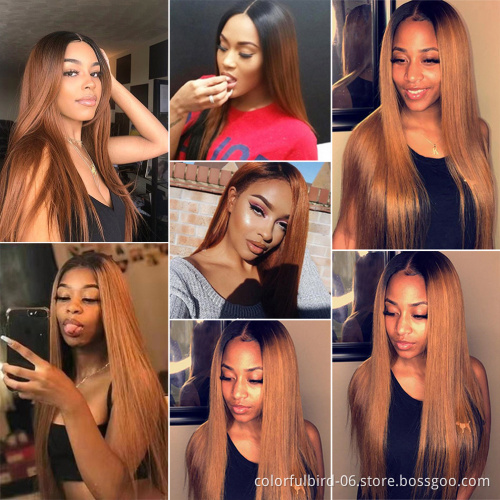 Malaysian Ombre Human Hair Wig For Women 4x4 Blonde Lace Front Wig Human Hair 1b30 Pre Colored Straight Hair